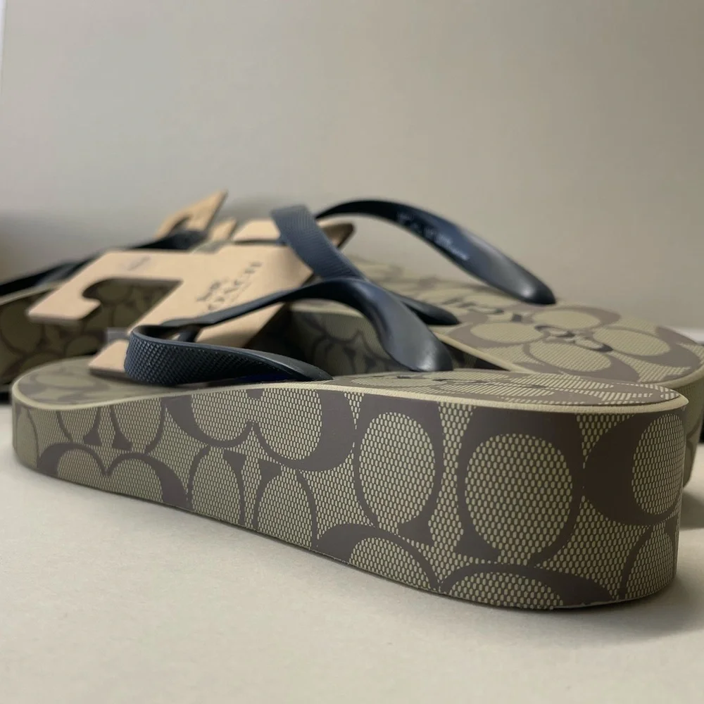 (new+tag) Coach signature monogram sandals wedges brown size 9 - Picture 6 of 13